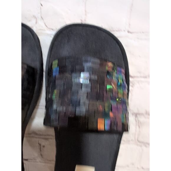 Enzo Angiolini Mathisrm Black Satin Sequin Slide Sandals Womans Size 9 Spain 39 - Picture 4 of 13